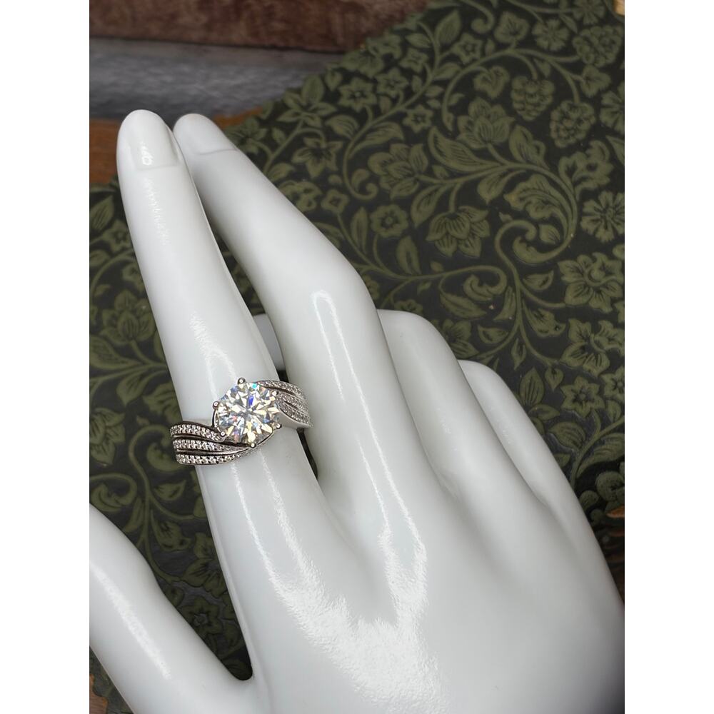 5 Carat Round Cut Moissanite Ring 925 Sterling Silver Size 8